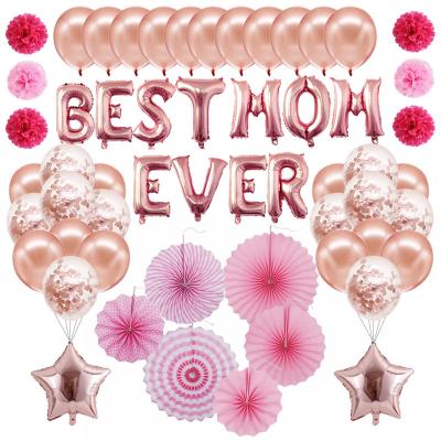 China Modern Mother's Day Balloon Set BEST MOM EVER Letter Foil Balloon Mother's Day Party Decoration for sale