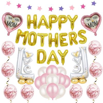 China Modern Happy Mothers Day Letter Balloon Flag Mothers Day Party Decoration Mothers Day Foil Balloon Set for sale