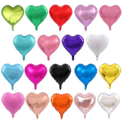 China 18 inch colorful monochrome beautiful aluminum film balloon birthday wedding party love heart shaped supplies wholesale for sale