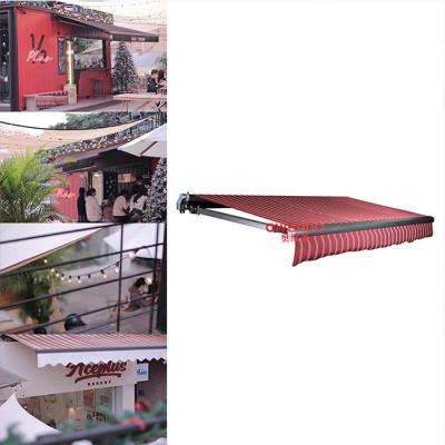 China Anti-UV Full Cassette Motorized Outdoor Aluminum Retractable Awning With Led Arms And Motor for sale