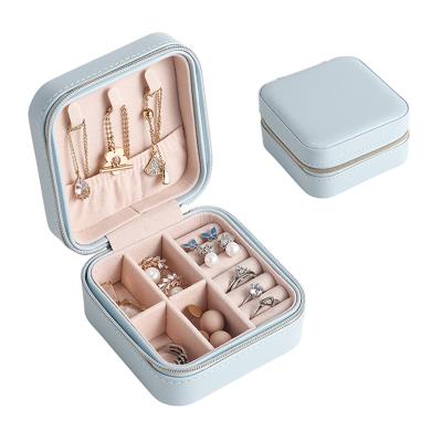 China Custom Jewelry Wholesale Travel Jewelry Box with Logo Small Jewelery Ring Necklace Earring Organizer Portable Mini Wedding Gift Case for sale