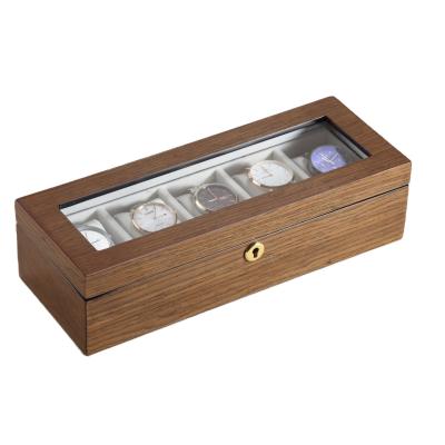 China Wholesale Custom Logo Luxury Watch Storage 5 Slot Wooden Watch Storage Boxes With Transparent Lock Cover for sale