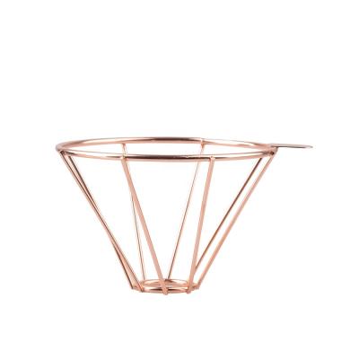 China CAFEMASY Coffee Accessories Cone Coffee Filter Rose Gold Metal Wire Mesh Coffee Viable Flow Device for sale