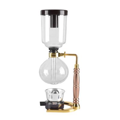 China Viable Vacuum Glass Siphon CAFEMASY Siphonic Glass Coffee Maker Black / Gold Siphon Coffee Maker for sale