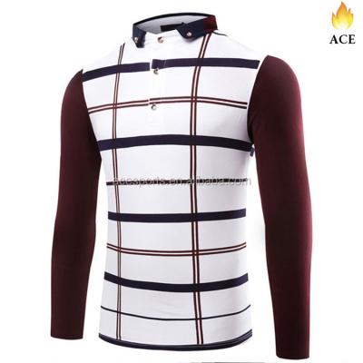 China 180gsm dry fit mesh fabric; New Custom Stripe Style Golf Long Sleeve Polo Shirt For Men, Single Club Polo Shirt With Three Buttons for sale