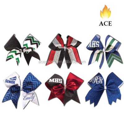 China 250 Hot Selling Lycra Fabric Women Hair Bows, Custom Your Team Cheer Bows, Dance Hair Bows for sale