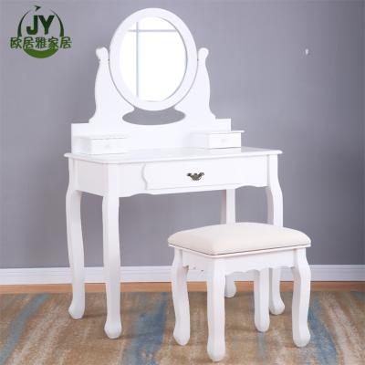 China Luxury classic folding mirrors fashionable wooden dresser table dressing table with mirror and stool KD FURNITURE for sale