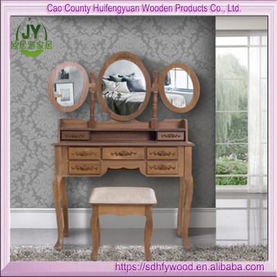 China Eco - Friendly Wooden Bedroom Dressing Table And Chair Mirrored Dresser With Drawers for sale