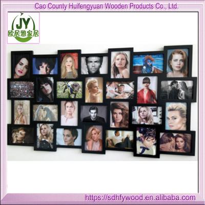 China modern & Fashionable Cheap Wall Hanging Frame,Wholesale Popular 28 Hole Multi Aperture MDF Collage Vintage Photo Frame Wood for sale