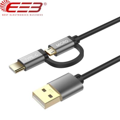 China Mobile Phone BEB Cable USB 2 In 1 Micro Type c 3Amps Fast Charger For Laptop Samsung Galaxy S5 Nylon Braided 2 In 1 Cable for sale