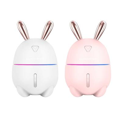 China Car Cool Mist Rabbit Humidifier for Bedroom with Adjustable Spray Mode, 300ml Water Tank, 7 Colors Ambient Light for sale