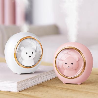 China New Car 2022 Stock 200ml Cool Cute Polar Bear Office Mist Portable Humidifier with 7 Color Light Change for Bedroom White Pink for sale