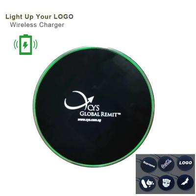 China Mobile Phone Promotion Gift 15W 10W LED Logo Wireless Charger 2022 Pad for sale