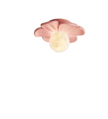 China Surface Mounted Pink Resin Flower Modern Entryway LED Ceiling Flush Mount Light Home Hotel Office Floral Surface Mounted Ceiling Lamp for sale