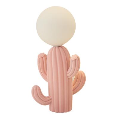 China Modern Dimmable Modern Pink Cute Resin Cactus Bedroom Bedside LED Table Lamp Desk Night Light for sale