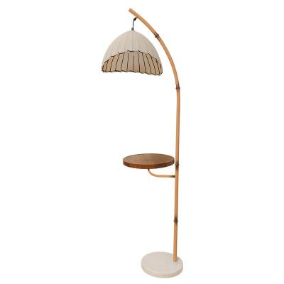 China Minimalist 63inch Dimmable Wabi-sabi Bamboo Living Room Bedroom Home Hotel Villa Tray Table LED Floor Lamp Standing Reading Light for sale