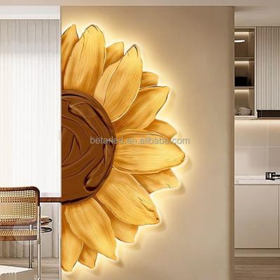 China Modern Backlight Sunflower Wall Painting Art Decor, Illuminated Sunflower Wall Painting,  Sunflower Wall Light Decoration for sale