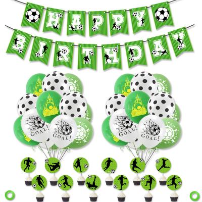 China Decoration Kit Soccer Theme Party Supplies Celebration Soccer Birthday Party Balloons Happy Birthday Banner Cake Topper Topper Decoration for sale