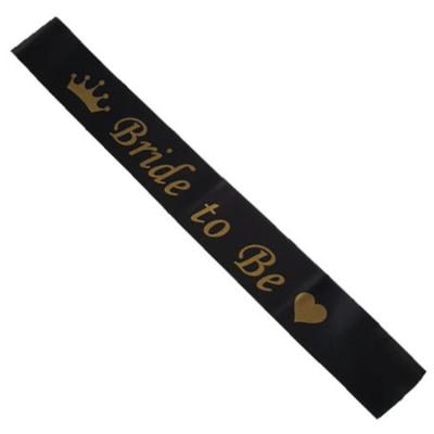 China Dectoration Black Gold Bachelor Sashes Bride To Be Sash Photo Props Wedding Bridal Shower Party Decorations Supplies (Box Custom) for sale