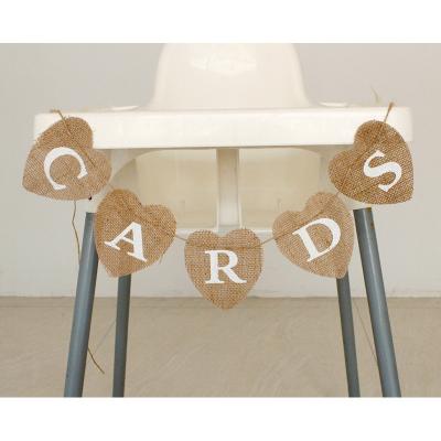 China Reusable Rustic Burlap Wedding Bachelordom Party Supplies Decorations Cards Heart Shape Banner Wedding Bunting Garland for sale