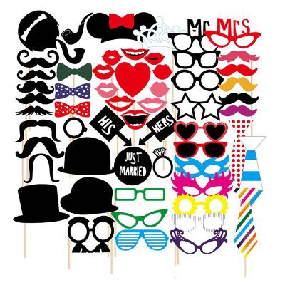 China Fashion New 58Pcs Party Props For Photo Booth Birthday Wedding Funny DIY Prom Costumes Mustache Glasses Lipstick Thrower On A Stick for sale