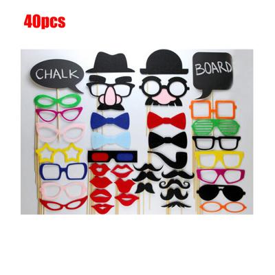 China Fashion New 40Pcs Party Props For Photo Booth Birthday Wedding Funny DIY Prom Costumes Mustache Glasses Lipstick Thrower On A Stick for sale