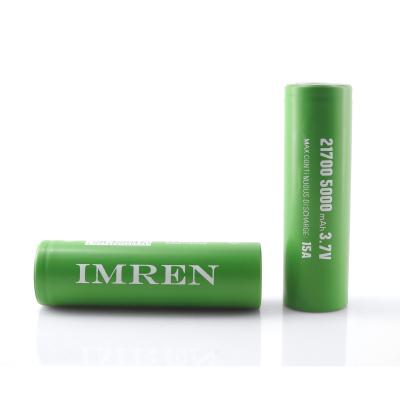 China Toys IMREN High Capacity Batteries 21700 5000mAH 15A 3.7V Li-ion Battery Cell for sale