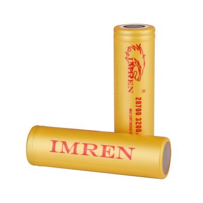 China Toys IMREN 20700 rechargeable battery 3200mAh capaity 40A 3.7V 18650 batteries li-ion for sale