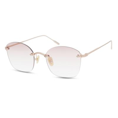 China Fashion Sunglasses OEM Rimless Women Shading Pink Lens Round Rimless Sunglasses for sale