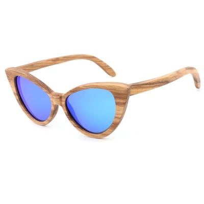 China Fashion wooden sunglasses private label women uv400 handmade cateye shape wooden sunglasses for sale