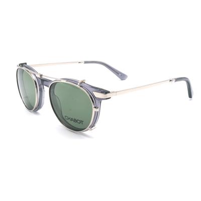 China Fashion Sunglasses Acetate Transparent Lense Green Grades Stylish Polarized Sunglasses Clip Ons for sale