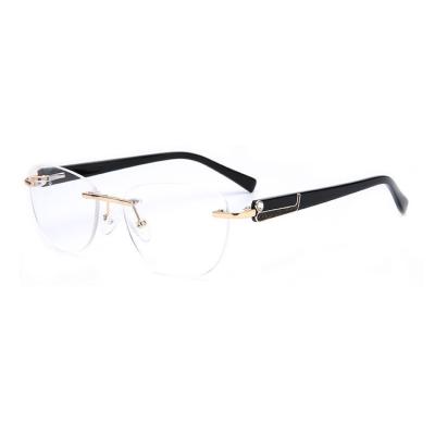 China New Fashion Optical Glasses Frames Retro Style Antiblue Rimless Lens Glasses For Women for sale