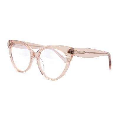 China Full-rim Polycarbonate Eyeglasses Frames Fashion Cat Eye Acetate Temples For Glasses for sale