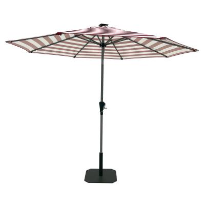 China Angel Adjustable Tilt Pink Striped Beach Umbrella Outdoor Patio Umbrella with 24 LED Light Solar Garden Umbrellas for sale