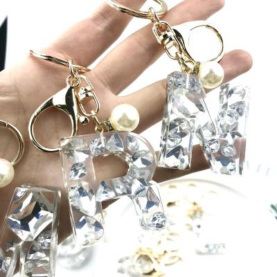 China Decoration.Souvenir.Gifts.Bag New Fashion 26 English Pendant Alphabet Accessories  Letters Crystal Diamond Key chain Resin letters custom for sale