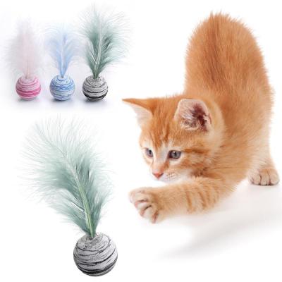 China FEATHER Cat Toy Star Ball Plus Feather EVA Material Light Foam Ball Throwing Toy Stick Feather Magic Wand Supplies Funny Interactive Plush Toy for sale