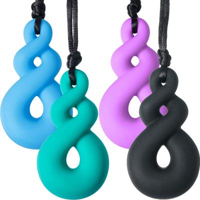 China Hot Selling Eco-friendly Natural Amazon Infinity Autism Chew Toy For Kids Silicone Baby Chew Sensory Necklace for sale