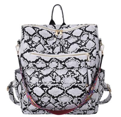 China PU Backpack Fashion Large Capacity Lattice Backpack Student Daily Used Schoolbag Tide Bag Snake Pattern New for sale