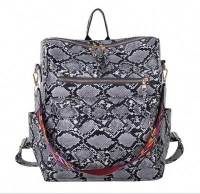 China PU Backpack Fashion Large Capacity Lattice Backpack Student Daily Used Schoolbag Tide Bag Snake Pattern New for sale