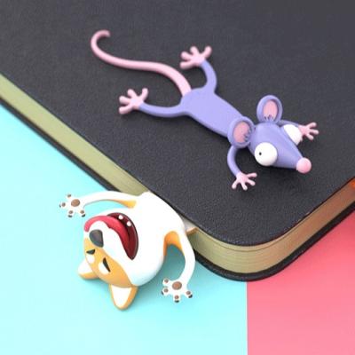 China 3D Cartoon Funny Stereo Animal Bookmarks Marker Pen Original Novelty Stationery PVC Material Bookmark for sale