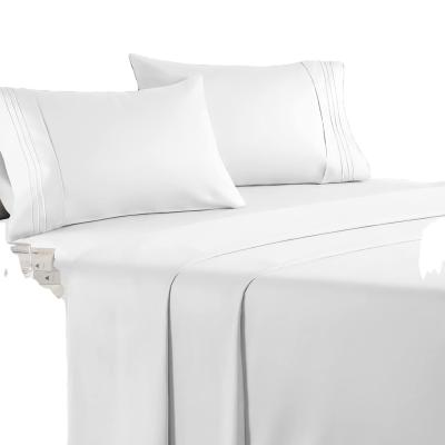 China Wholesale Solid Plain Microfiber Cheap Folded White Sheets Bedding Set for sale