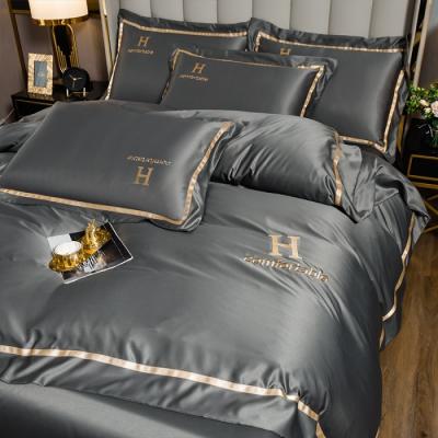 China PORTABLE Customized Luxury Satin Washed Silky Embroidery Bedding Sets Collections for sale