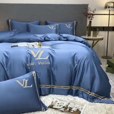 China New PORTABLE Lightweight Luxury Washed Cotton Silk Embroidery Four Pieces Satin Bedding Set Collections for sale