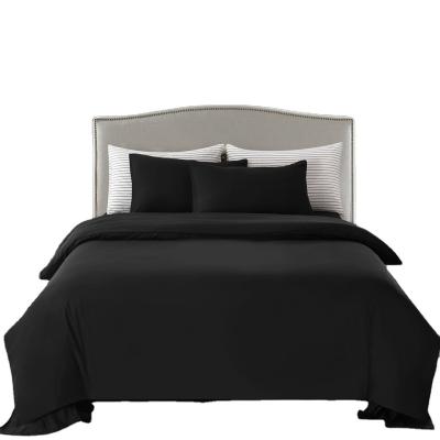 China Super Soft Folded In Cotton Feeling Black Queen Bed Sheets Set 12 Custom Pieces for sale