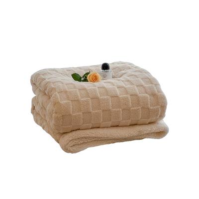 China Jacquard autumn and winter thickened warm taffel blankets milk velvet leisure fluffy fuzzy three-dimensional blanket for sale