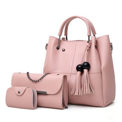 China Bohemian New Fashion Large Capacity Casual Female Handbags Compound Bags 2021 Fashion 3 Pcs / Set Women PU Leather Bag for sale