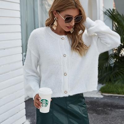 China High Quality Breathable Autumn Winter Long Sleeve Knit Cardigan Loose Women Sweater Short Coat for sale