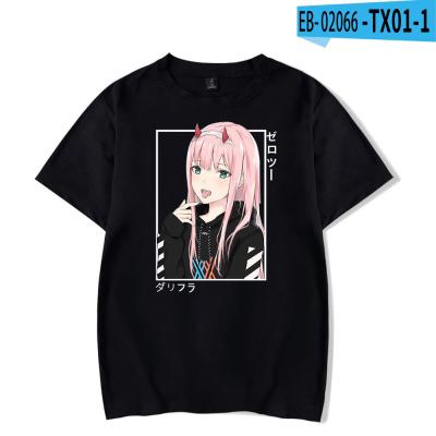 China Breathable Zero Girl Men From Darling In The Franxx Anime Harajuku Summer Printed Two Handsome Loosen Men's Cotton Short Sleeve T-Shirt for sale