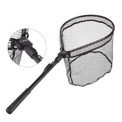 China Best Monofilament Product Folding Design Aluminum Alloy Frame Rubberized Nylon Mesh Fishing Landing Nets With Anti-Slip Rubber Handle for sale