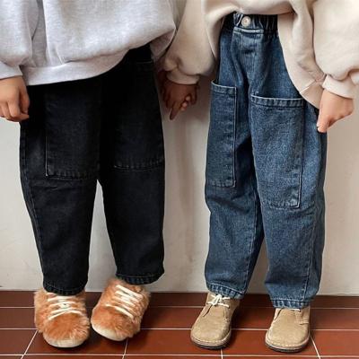 China Korean style windproof boys and girls 2022 new spring pants fashionable casual loose pocket large waist elastic jeans for sale